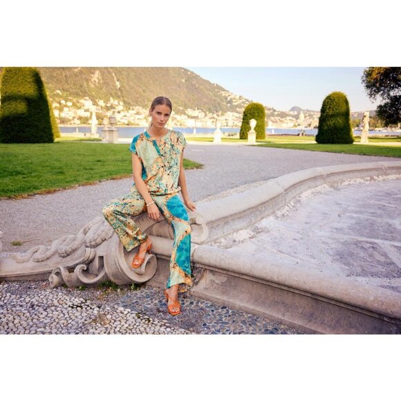 NWT SOYA CONCEPT Emly 2B Satin Boho Print Trousers - Picture 2 of 11